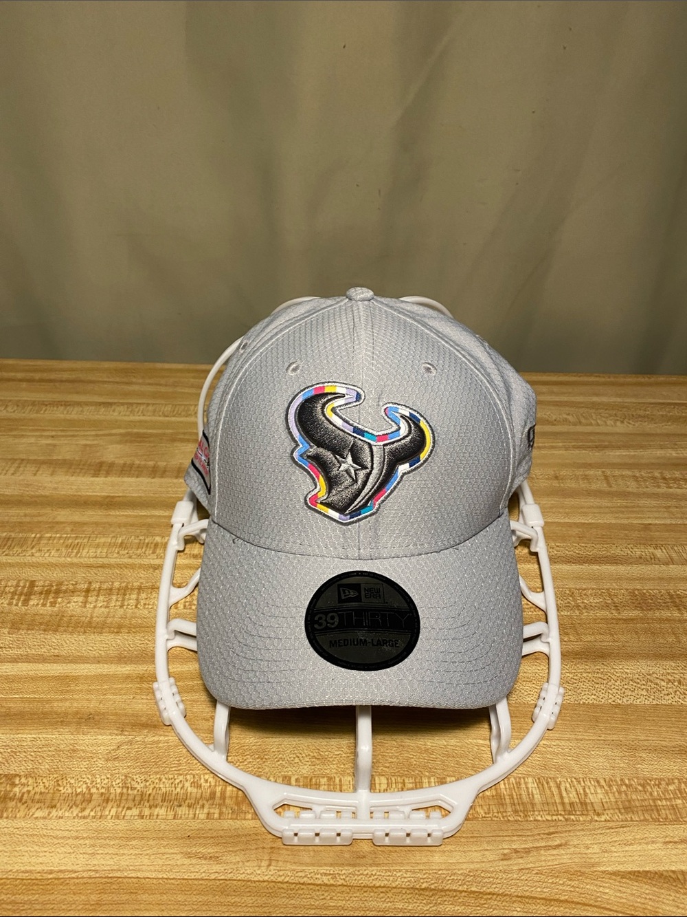 Houston Texans Crucial Catch Intercept Cancer Hat New Era 39Thirty Medium-Large